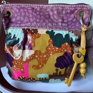 FOSSIL Vintage Multicolor Key-Per Coated Canvas Crossbody Bag